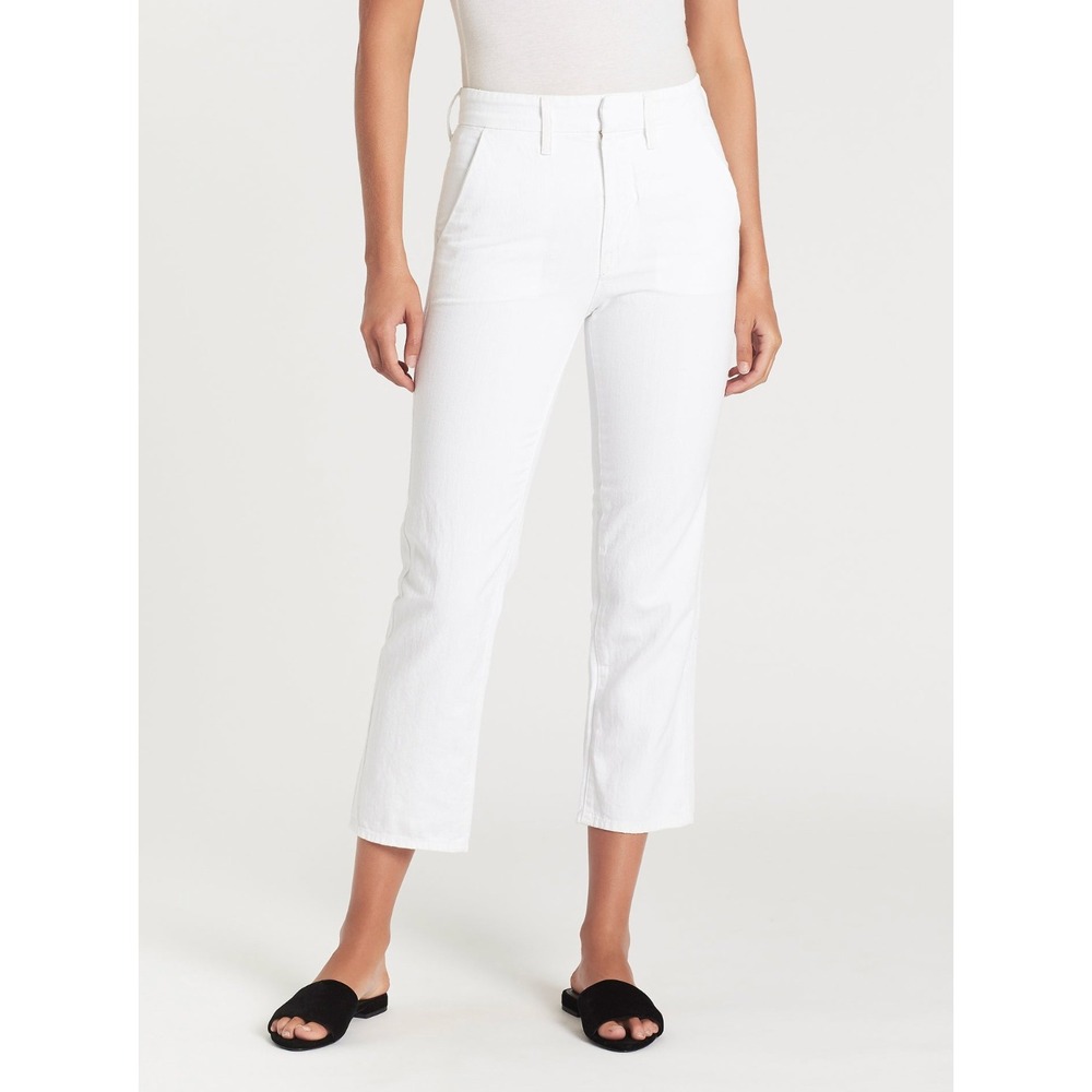 MOTHER Tomcat‎ Prep Cropped Pants White Linen Cotton Blend Size 27